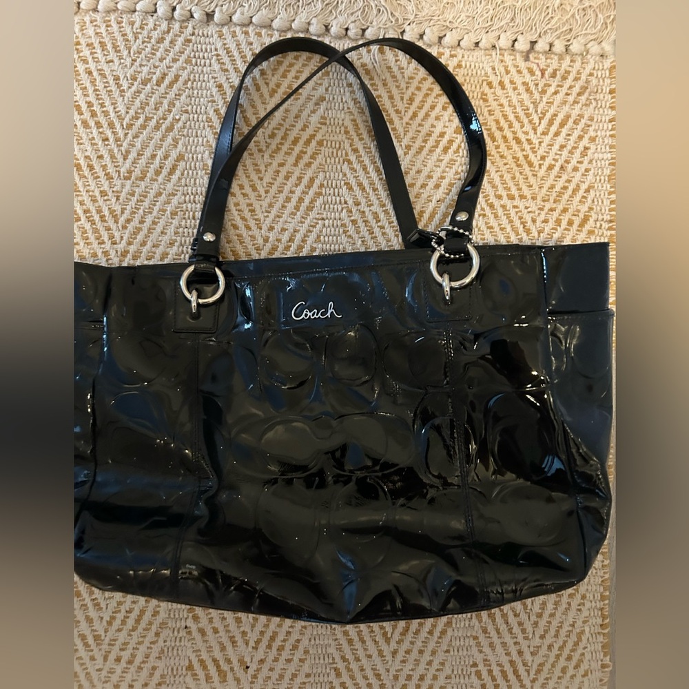 Coach black patent leather bag